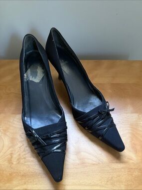 Stuart Weitzman Black Pointed-Toe Strappy Pumps